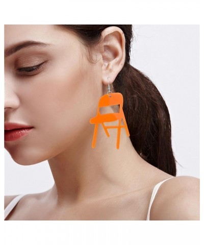 Funny Fight Folding Chair Dangle Earrings for Women Girls Colorful Chair Shape Resin Acrylic Drop Earrings Creative Fashion A...