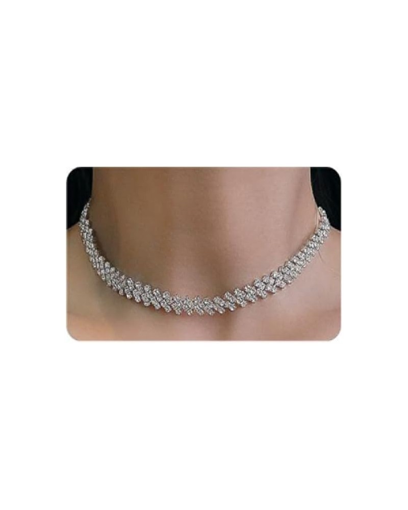 Sparkling Crystal Choker Necklace for Woman Girls Silver/Black Rhinestone Choker Necklace Beautiful Little Necklace Perfect W...