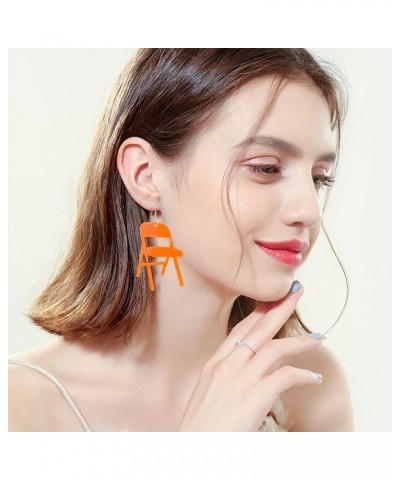 Funny Fight Folding Chair Dangle Earrings for Women Girls Colorful Chair Shape Resin Acrylic Drop Earrings Creative Fashion A...