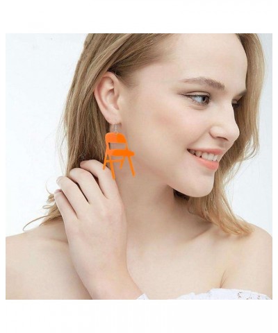 Funny Fight Folding Chair Dangle Earrings for Women Girls Colorful Chair Shape Resin Acrylic Drop Earrings Creative Fashion A...