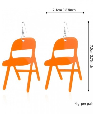 Funny Fight Folding Chair Dangle Earrings for Women Girls Colorful Chair Shape Resin Acrylic Drop Earrings Creative Fashion A...