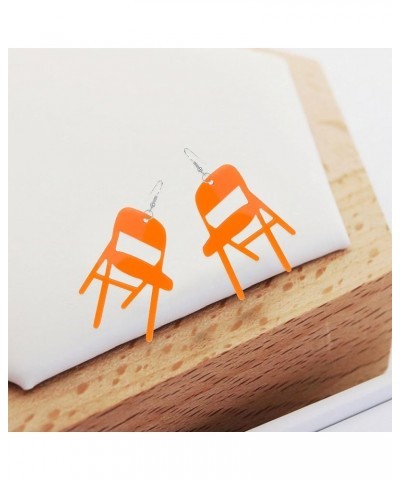 Funny Fight Folding Chair Dangle Earrings for Women Girls Colorful Chair Shape Resin Acrylic Drop Earrings Creative Fashion A...