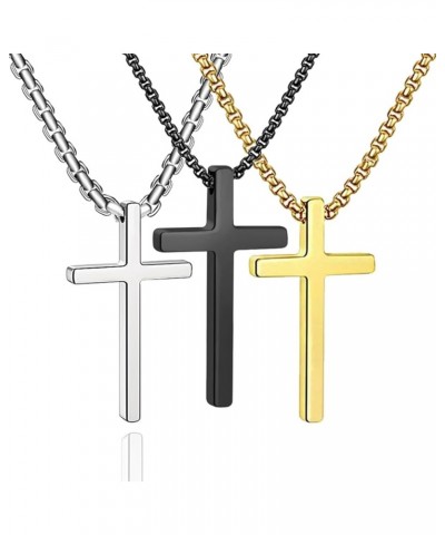 cross necklace for Mens and womens gold silver black stainless steel silver Cross Pendant Necklace Simple Cute Necklaces for ...