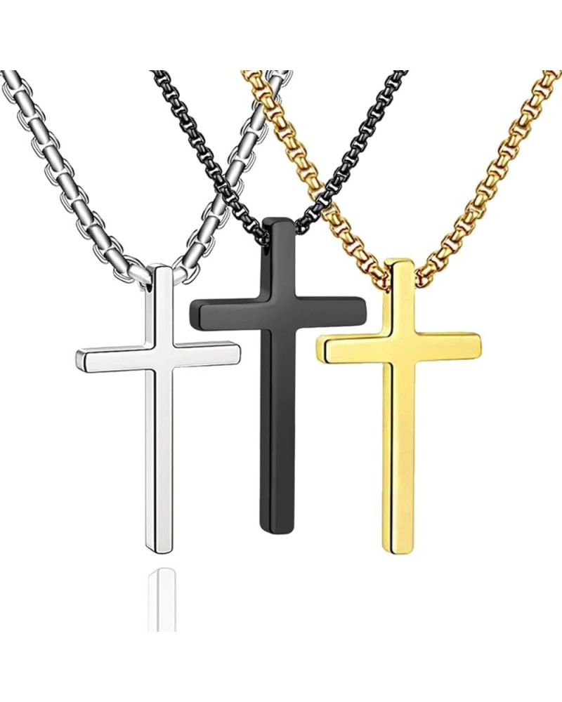 cross necklace for Mens and womens gold silver black stainless steel silver Cross Pendant Necklace Simple Cute Necklaces for ...