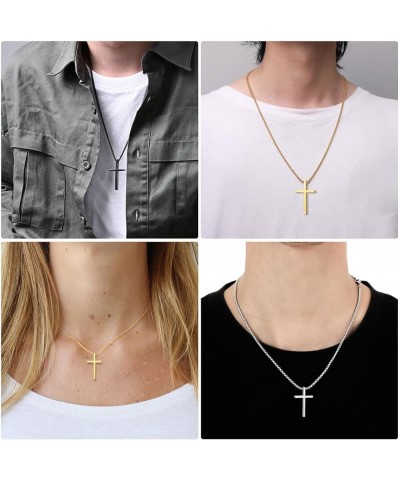 cross necklace for Mens and womens gold silver black stainless steel silver Cross Pendant Necklace Simple Cute Necklaces for ...