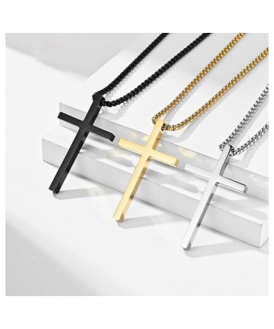 cross necklace for Mens and womens gold silver black stainless steel silver Cross Pendant Necklace Simple Cute Necklaces for ...