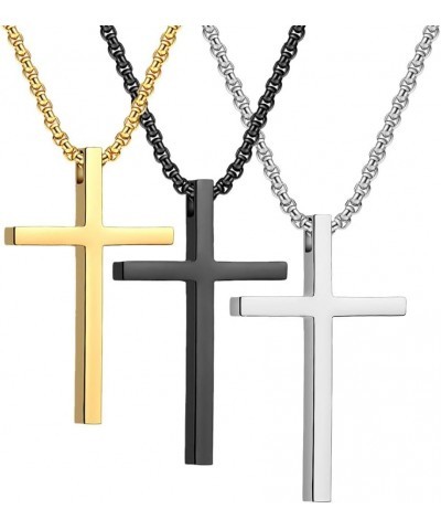 cross necklace for Mens and womens gold silver black stainless steel silver Cross Pendant Necklace Simple Cute Necklaces for ...