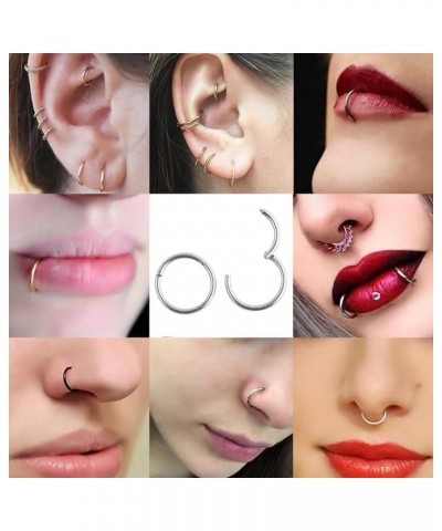 MOQIKAKA16G 18G 20G Surgical Steel Nose Septum Rings Hoops - Stainless Steel Hinged Clicker Segment Nose Rings Hoop Helix Car...