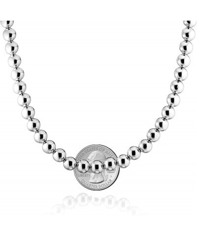 925 Sterling Silver 8MM Handmade Bead Ball Strand Chain Necklace For Women & Girls - Made in Italy Comes With a Gift Box 17.0...