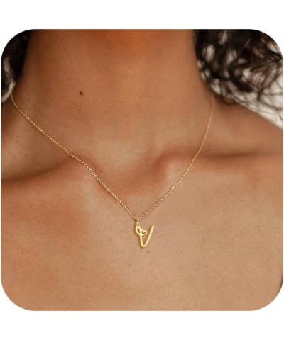 Initial Necklaces for Women, Dainty Gold Letter Pendant Necklace 14K Gold Plated Name Necklace Cute Initial Necklaces Persona...