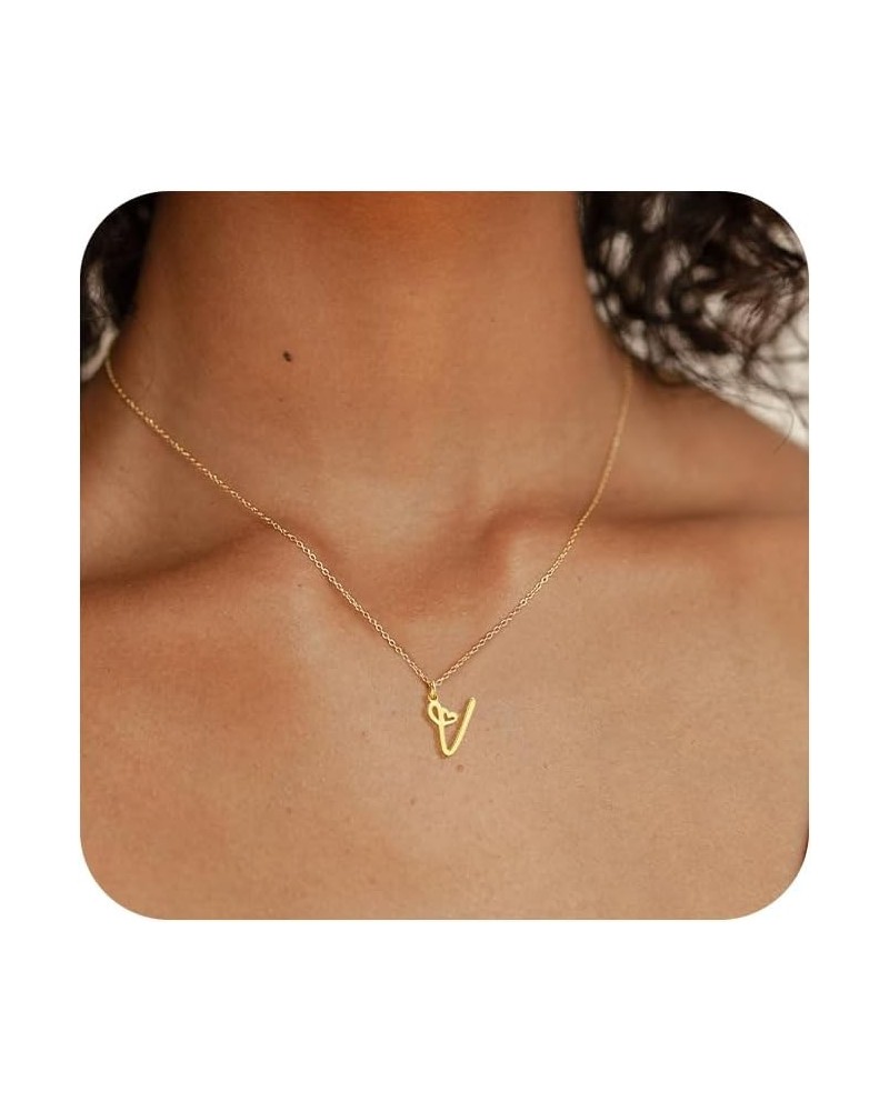 Initial Necklaces for Women, Dainty Gold Letter Pendant Necklace 14K Gold Plated Name Necklace Cute Initial Necklaces Persona...