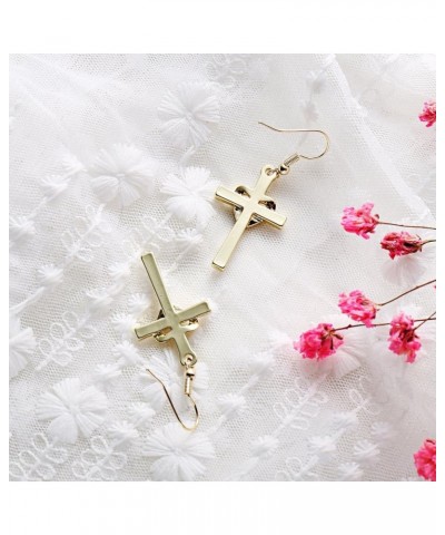 Fashion Heart with Crystal Cross Personality Drop Earrings Charm Women Girls Gold $7.64 Earrings