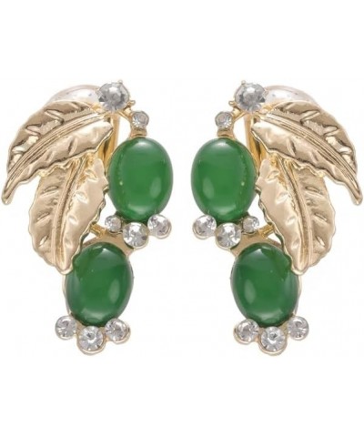 Non Pierced Ear Clips Clip On Earrings For Women Girls Green Leafs Earrings Clip On $8.82 Earrings