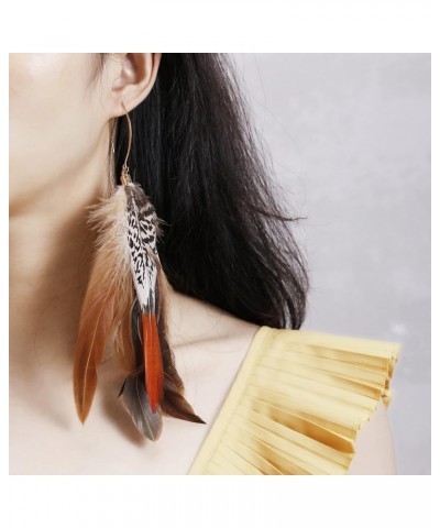 Bohemian Pheasant Peacock Long Feathers Statement Earrings Handmade Natural Lightweight Feather Dangle Earrings for Women and...