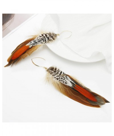 Bohemian Pheasant Peacock Long Feathers Statement Earrings Handmade Natural Lightweight Feather Dangle Earrings for Women and...