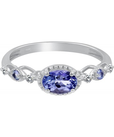 Natural Tanzanite & Diamond Rings For Women, Real 925 Sterling Silver 18K Gold/Rhodium Plated Birthstone Ring Genuine Jewelry...