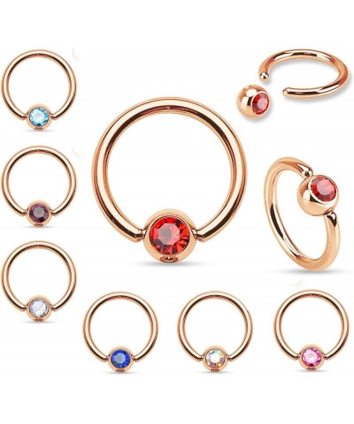 PAIR of Rose Gold Gem Captive Bead Rings - Can be used for Ears, Eyebrow, Septum, Nipples, etc Purple - 16g - 5/16" - 3mm $10...