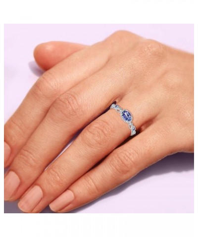 Natural Tanzanite & Diamond Rings For Women, Real 925 Sterling Silver 18K Gold/Rhodium Plated Birthstone Ring Genuine Jewelry...