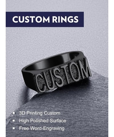 Custom Initial Rings for Men Personalized 3D Priniting Letter Number Signet Ring Statement Ring Class Ring Team Ring Size 6-1...