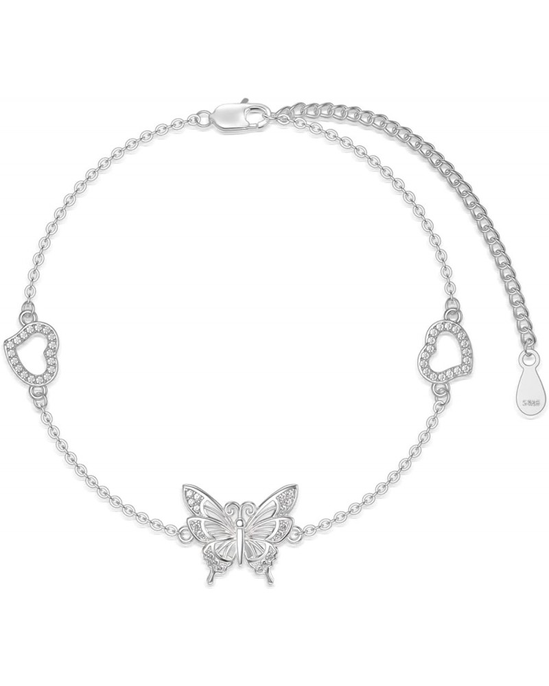 Ankle Bracelets for Women Sterling Silver Butterfly/Fish/Sunflower/Dog Paw Anklets for Women Waterproof Beach Anklets Birthda...