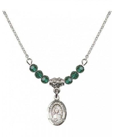 May Birth Month Bead Necklace with Catholic Patron Saint Petite Charm, 18 Inch Our Lady of la Vang $32.51 Necklaces