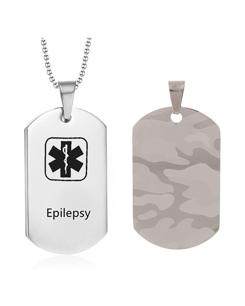 Medical Alert Necklaces for Men Women Stainless Steel Camo Military Dog Tag Emergency ID Identification Pendant Necklace Heal...