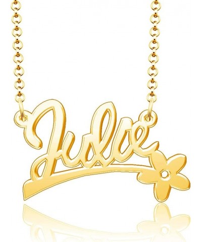 24k Gold Plated Flower Personalized Nameplate Custom Name Necklace Julie $12.65 Necklaces