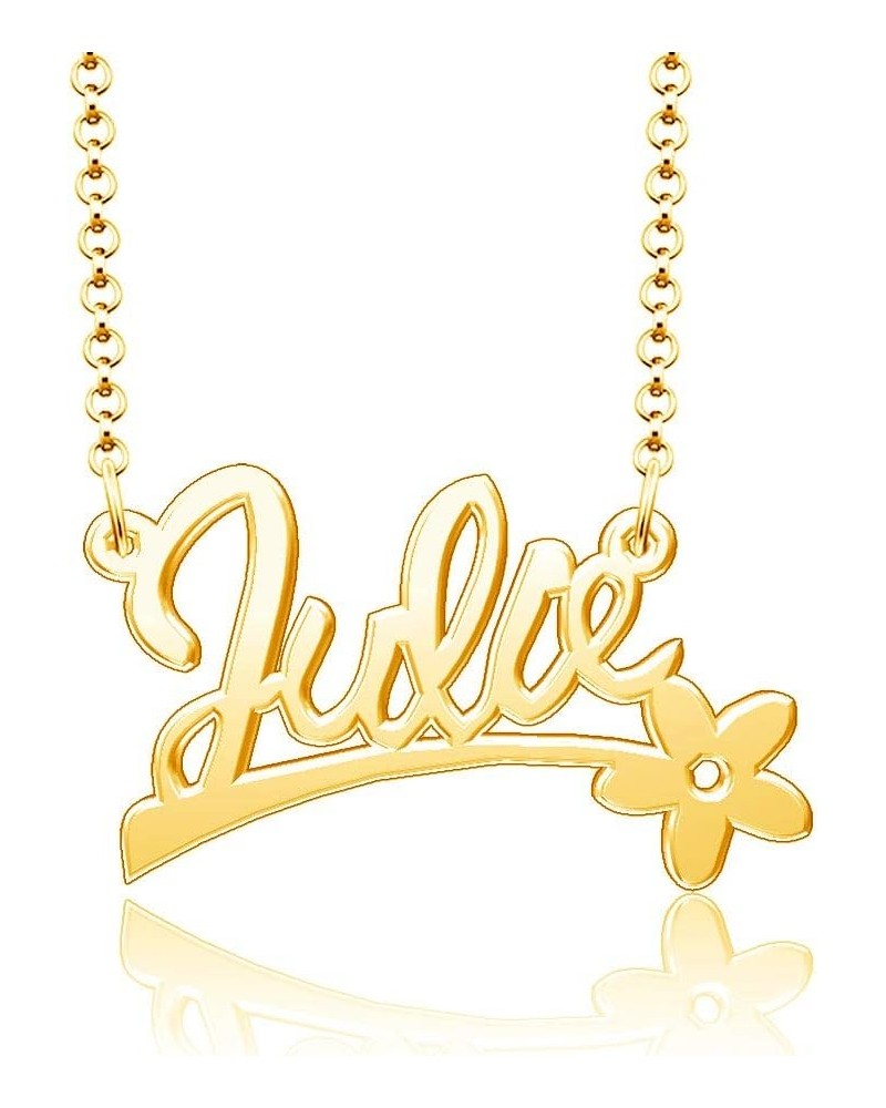 24k Gold Plated Flower Personalized Nameplate Custom Name Necklace Julie $12.65 Necklaces