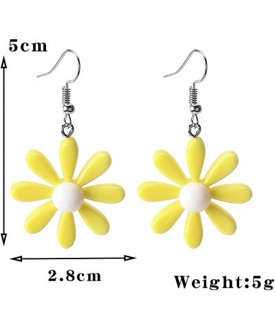 Daisy Earrings,Daisy Flower Earrings for Women Girl,Acrylic Yellow Flower Daisy Dangle Earring Wild Lily Petals Hawaii Plant ...