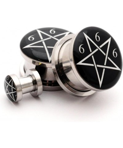 Screw on Plugs - Pentagram Style 6 Picture Plugs - 6g - 4mm - Sold As a Pair $9.64 Body Jewelry