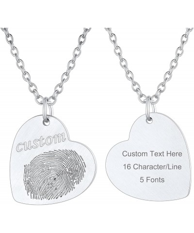 Fathers Day Gift Fingerprint Necklace,Memorial Keepsake Jewelry Custom Made with Text and Photo (with Gift Package) 01-heart ...