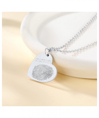 Fathers Day Gift Fingerprint Necklace,Memorial Keepsake Jewelry Custom Made with Text and Photo (with Gift Package) 01-heart ...