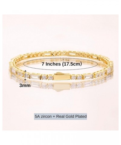 14K Gold Plated 3mm Tennis Bracelets For Women, Iced Out Cubic Zirconia Tennis Bracelet Layering Bracelets Trendy Stuff For L...