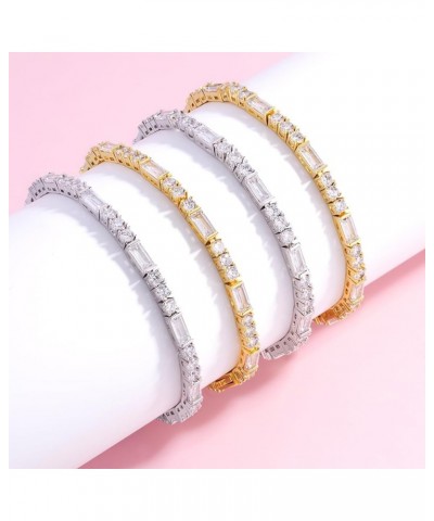 14K Gold Plated 3mm Tennis Bracelets For Women, Iced Out Cubic Zirconia Tennis Bracelet Layering Bracelets Trendy Stuff For L...