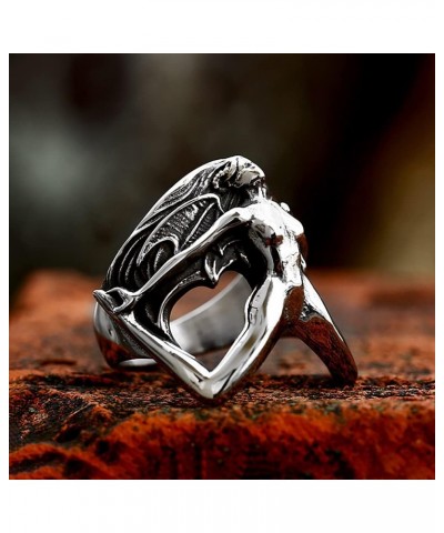 Men Punk Biker Motorcycle Personality Fashion Vintage 3D Women Body Shape Stainless Steel Ring $9.18 Rings