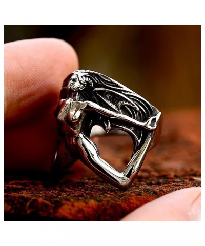 Men Punk Biker Motorcycle Personality Fashion Vintage 3D Women Body Shape Stainless Steel Ring $9.18 Rings