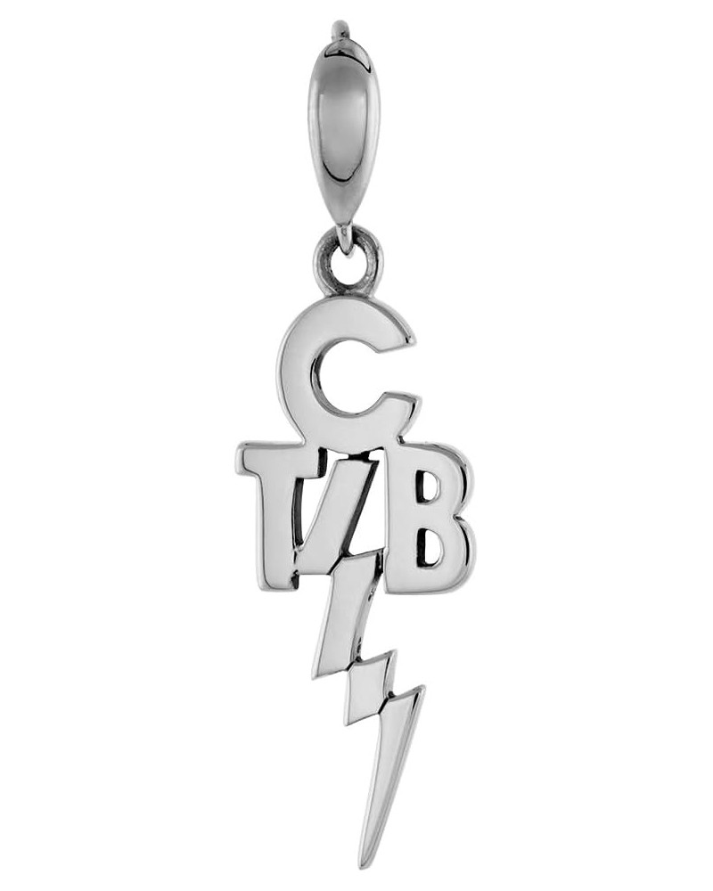 Sterling Silver Elvis's Motto take Care of Business TCB Necklace Antiqued finish 1 1/4 inch tall, 16-30 inch 0.8mm Box Chain ...