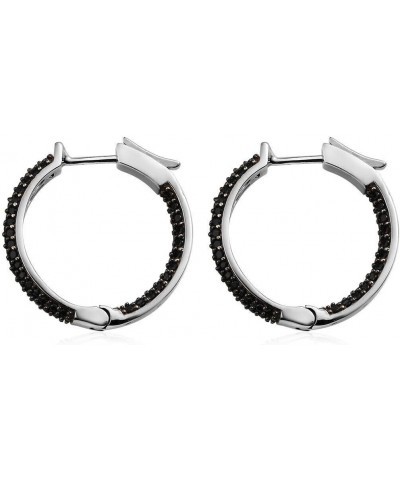 2.4 Ct Simulated Black Diamond Hoops Hoop Earrings Gift 925 Silver Black Gold Finish $57.64 Earrings