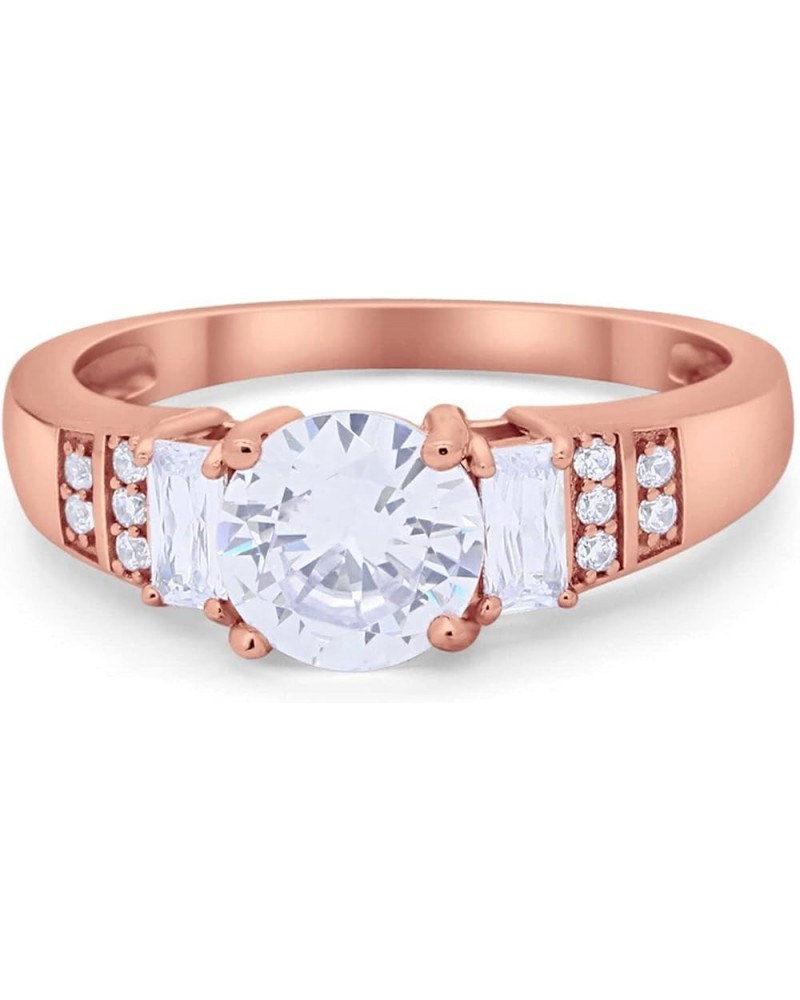 Art Deco Vintage Style Wedding Ring Three Stone Round Baguette 925 Sterling Silver Rose Tone, Simulated CZ $14.10 Bracelets