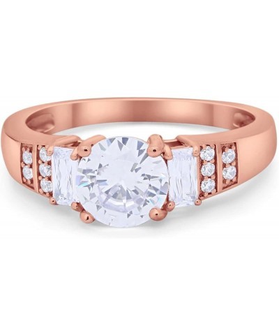 Art Deco Vintage Style Wedding Ring Three Stone Round Baguette 925 Sterling Silver Rose Tone, Simulated CZ $14.10 Bracelets