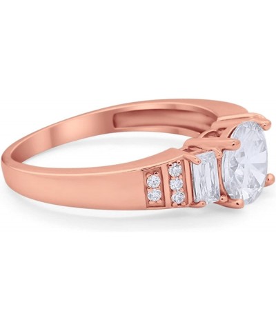 Art Deco Vintage Style Wedding Ring Three Stone Round Baguette 925 Sterling Silver Rose Tone, Simulated CZ $14.10 Bracelets