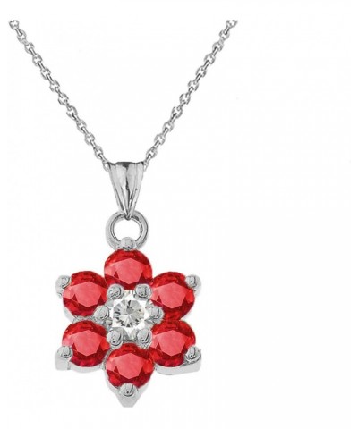 Dainty Sterling Silver Personalized Birthstone CZ Flower Pendant Necklace July Birthstone 22.0 Inches $22.22 Necklaces