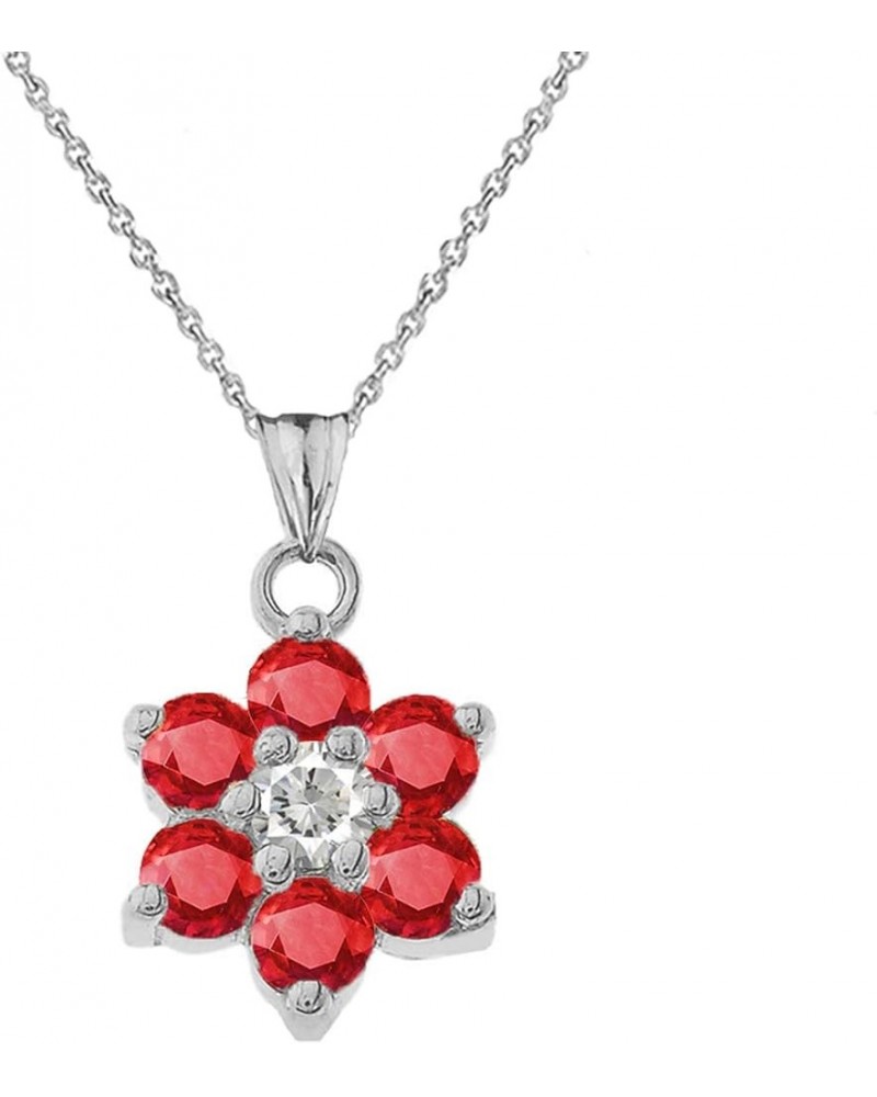 Dainty Sterling Silver Personalized Birthstone CZ Flower Pendant Necklace July Birthstone 22.0 Inches $22.22 Necklaces