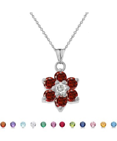 Dainty Sterling Silver Personalized Birthstone CZ Flower Pendant Necklace July Birthstone 22.0 Inches $22.22 Necklaces