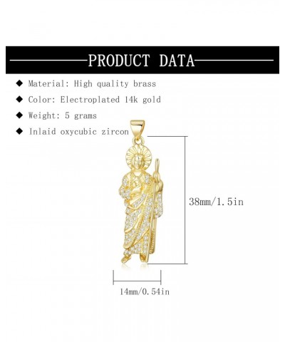 2pcs Saint Jude Pendant 14K Gold Plated San Judas Oro Laminado San Judas Charms For Necklace $7.83 Necklaces