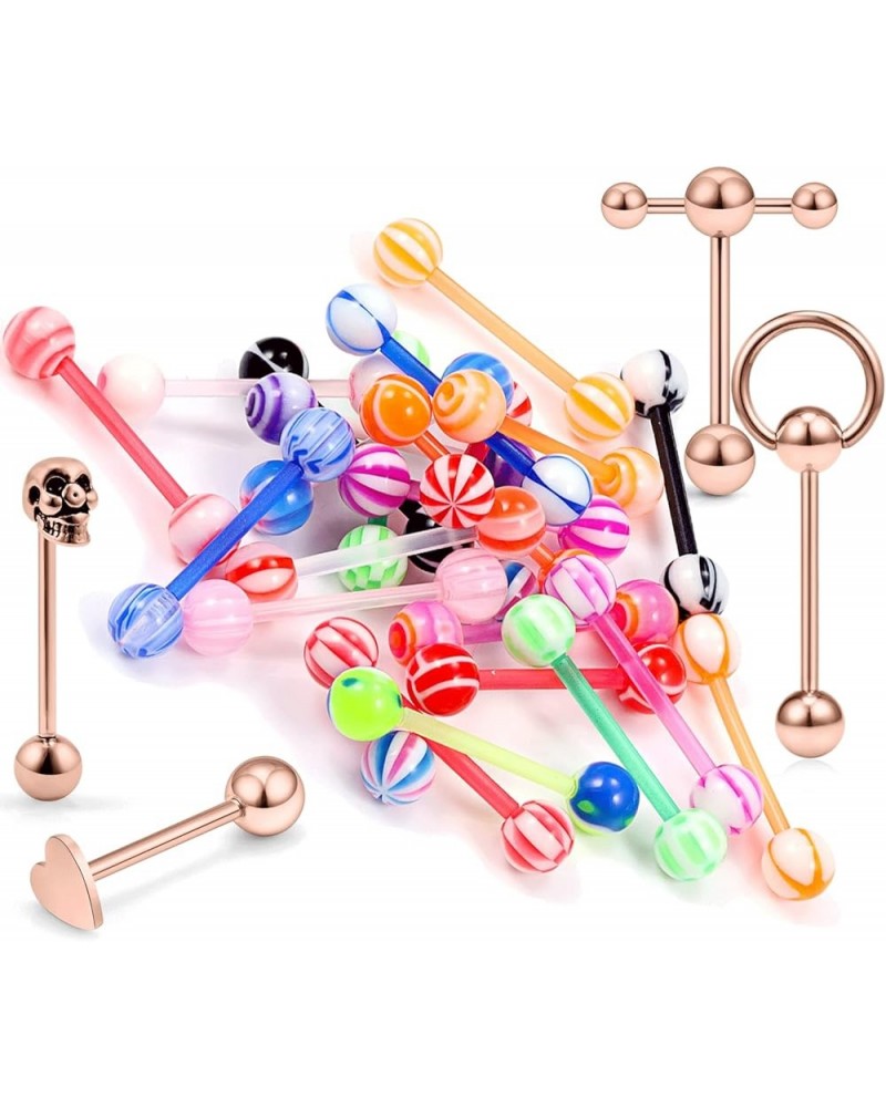 Tongue Rings Tongue Rings for Women Tongue Ring Tongue Piercing Jewelry Tongue Rings Surgical Steel Plastic Tongue Rings Clea...