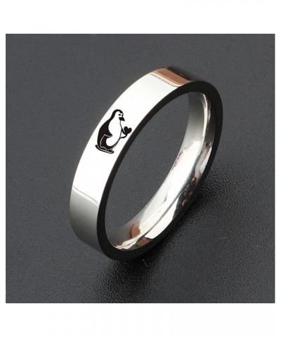 Women Penguin Rings Simple Titanium Steel Minimalist Engagement Rings Wedding Bands Chunky Cute Jewelry (SL1, 8) Sl1 10 $4.58...