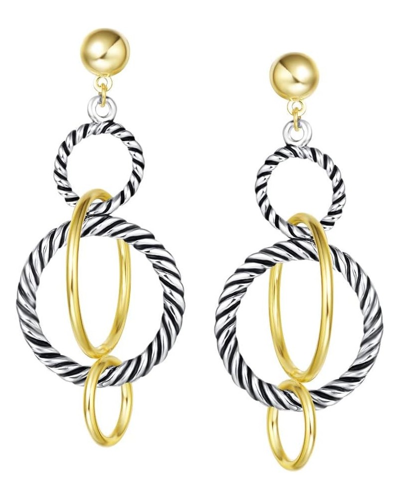 UNY Dangle Earring Designer Brand Inspired Jewelry Multi Hoops Twisted Cable Wire 2 Tone Christmas Gift Multi Hoops $10.08 Ea...