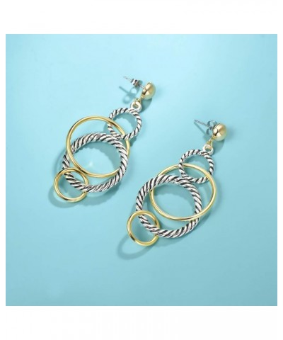 UNY Dangle Earring Designer Brand Inspired Jewelry Multi Hoops Twisted Cable Wire 2 Tone Christmas Gift Multi Hoops $10.08 Ea...