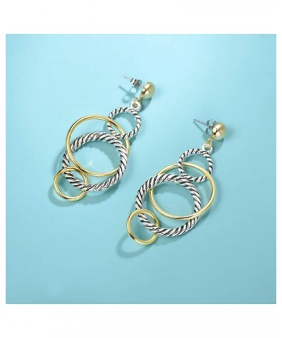 UNY Dangle Earring Designer Brand Inspired Jewelry Multi Hoops Twisted Cable Wire 2 Tone Christmas Gift Multi Hoops $10.08 Ea...